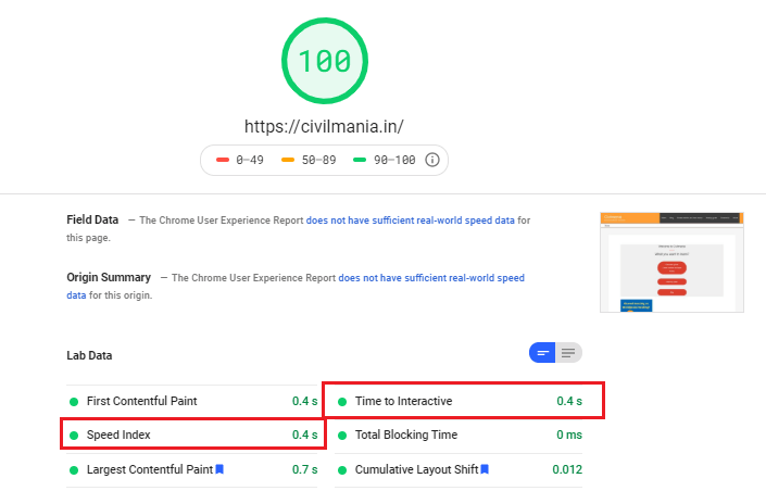 bluehost india review pagespeed insights test